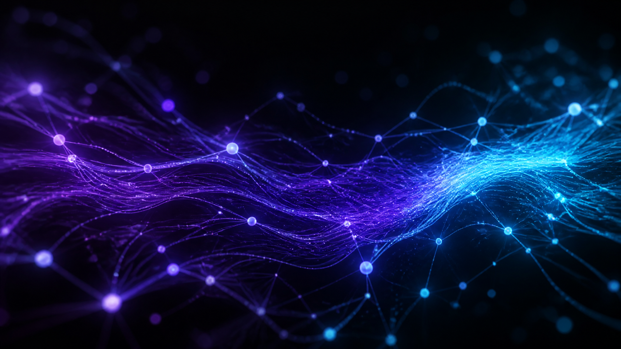 AI neural network of glowing data streams